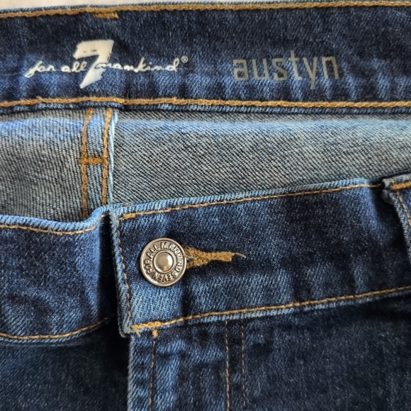 7 for All Mankind Men Jeans 42x32 Dark Blue Austyn Straight Relaxed Fit Stretch - Picture 3 of 10